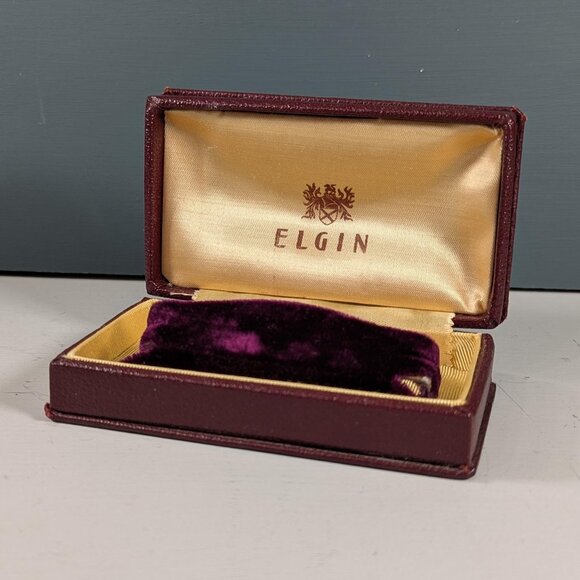 Vintage Art Deco Elgin Watch Display Box in red leather, heirloom watch - Picture 3 of 10